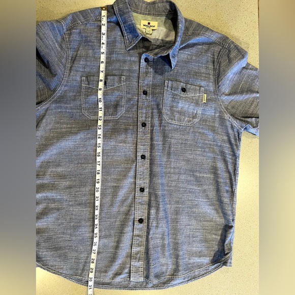 Woolrich Mens Button Front Pockets Short Sleeve Blue Lightweight Shirt XL - Picture 8 of 8